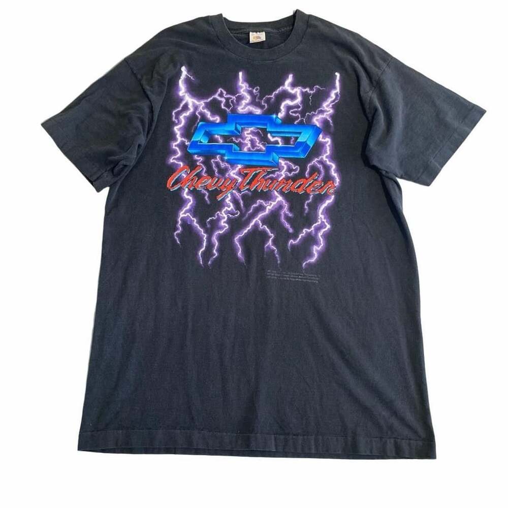 Fruit Of The Loom Chevy Thunder T-Shirt Size XL Vintage Black Lightning